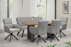 Sitzbank TINO schwarz grau Metall Microfaser B/H/T: ca. 160x94x67 cm