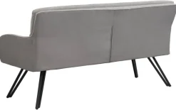 Sitzbank TINO schwarz grau Metall Microfaser B/H/T: ca. 160x94x67 cm