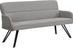 Sitzbank TINO schwarz grau Metall Microfaser B/H/T: ca. 160x94x67 cm