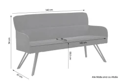 Sitzbank TINO schwarz Metall Microfaser B/H/T: ca. 160x94x67 cm