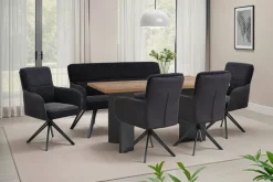 Sitzbank TINO schwarz Metall Microfaser B/H/T: ca. 160x94x67 cm