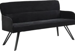 Sitzbank TINO schwarz Metall Microfaser B/H/T: ca. 160x94x67 cm