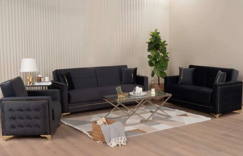 Sofa 3-2-1 Cavana anthrazit Microfaser