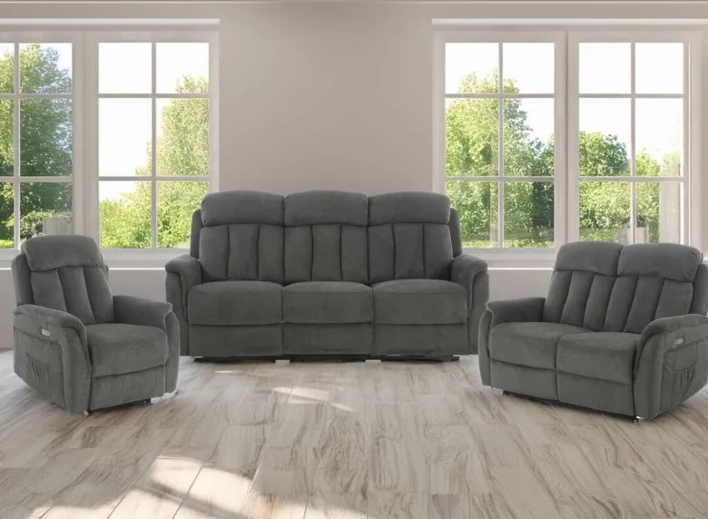 Sofa FM-3216-3P grau Microfaser B/H/T: ca. 200x100x95 cm