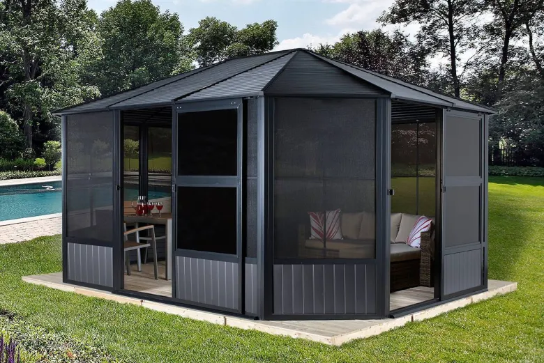 Sojag Kaltwintergarten Charleston anthrazit Aluminium B/H/T: ca. 384x281x384 cm