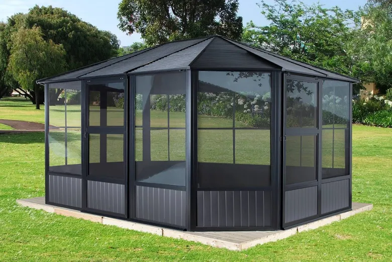 Sojag Kaltwintergarten Charleston anthrazit Aluminium B/H/T: ca. 384x281x384 cm