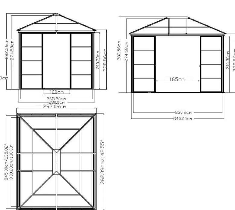 Sojag Pavillon Castel bronze Aluminium B/H/L: ca. 298x283x362 cm