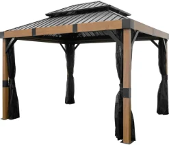 Sojag Pavillon Fontana braun Aluminium B/H/L: ca. 364,3x310x298 cm