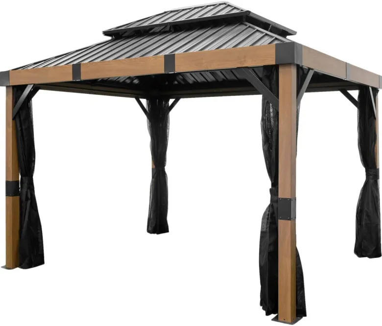 Sojag Pavillon Fontana braun Aluminium B/H/L: ca. 364,3x310x298 cm