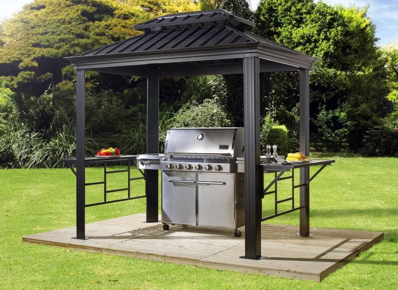 Sojag Pavillon Messina BBQ anthrazit Stahl B/H/L: ca. 292x262x179 cm