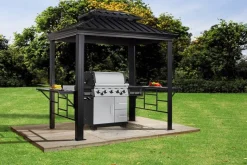 Sojag Pavillon Messina BBQ anthrazit Stahl B/H/L: ca. 292x262x179 cm