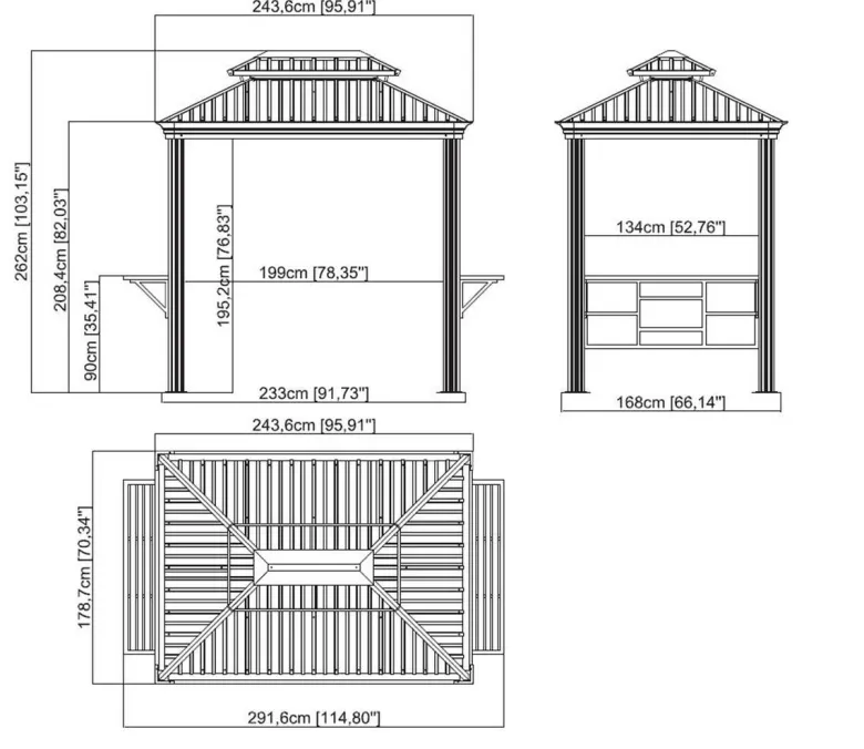Sojag Pavillon Messina BBQ anthrazit Stahl B/H/L: ca. 292x262x179 cm