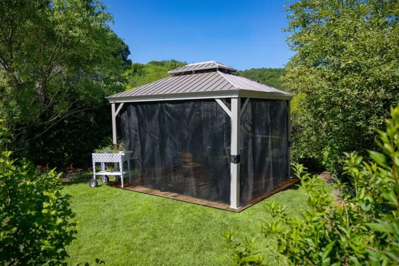 Sojag Pavillon Messina champagner Metall B/H/L: ca. 483x307x363 cm