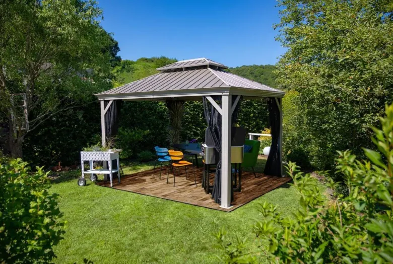 Sojag Pavillon Messina champagner Metall B/H/L: ca. 483x307x363 cm