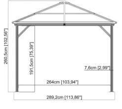 Sojag Pavillon Ventura anthrazit Stahl B/H/L: ca. 296x260x296 cm