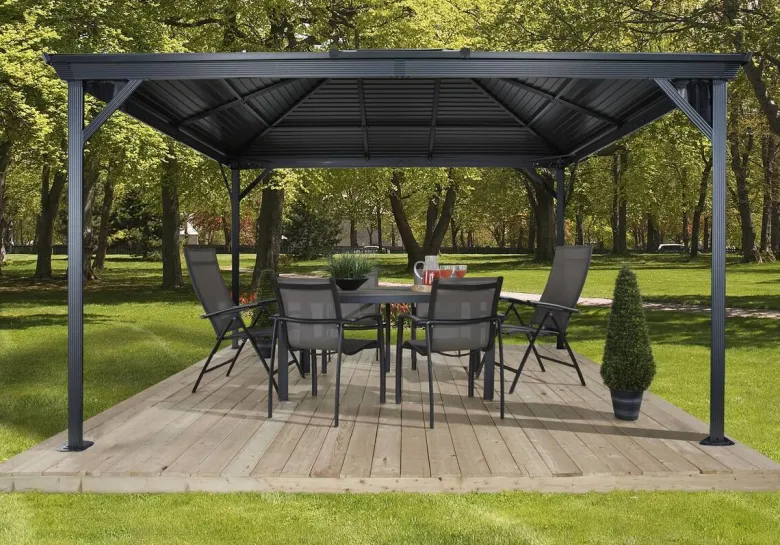 Sojag Pavillon Ventura anthrazit Stahl B/H/L: ca. 296x260x296 cm