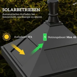 Solar Gartenlaterne schwarz Polycarbonat B/H/L: ca. 15x127x15 cm