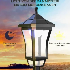 Solar Gartenlaterne schwarz Polycarbonat B/H/L: ca. 15x127x15 cm