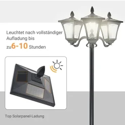 Solar Gartenleuchte 842-109 842-109 schwarz Edelstahl Kunststoff B/H/L: ca. 47x182,5x51,5 cm