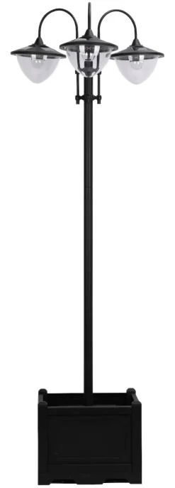 Solarlaterne mit Blumentopf schwarz Aluminium Edelstahl Polypropylen B/H/L: ca. 55x189x60 cm