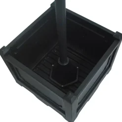 Solarlaterne mit Blumentopf schwarz Aluminium Edelstahl Polypropylen B/H/L: ca. 55x189x60 cm