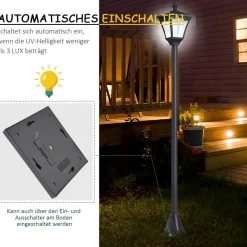 Solar Laterne 842-107 schwarz Kunststoff B/H/L: ca. 15x120x15 cm