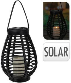 Solarlaterne schwarz Kunststoff