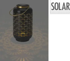 Solarlaterne schwarz Metall B/H/L: ca. 13x13x23,5 cm