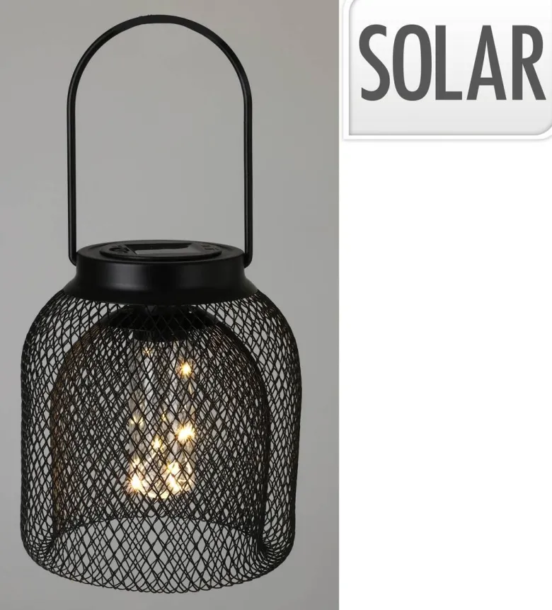 Solarlaterne schwarz Metall B/H/L: ca. 16,5x16,5x20,5 cm