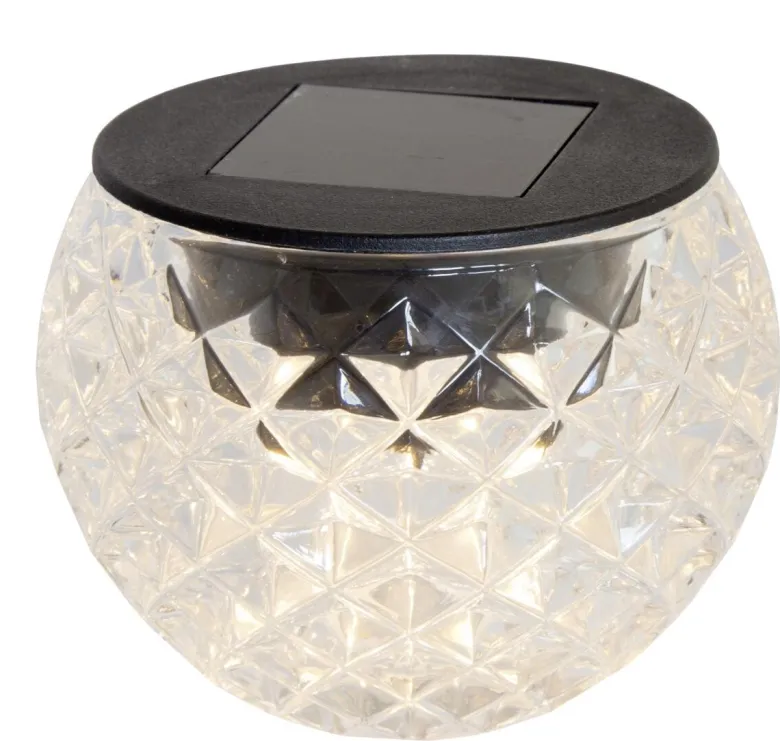 Solarleuchte 33584-12 schwarz klar Kunststoff Glas H/D: ca. 6x8 cm