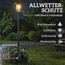 Solarleuchte schwarz Kunststoff B/H/L: ca. 41,5x195x41,5 cm
