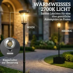 Solarleuchte schwarz Kunststoff B/H/L: ca. 41,5x195x41,5 cm