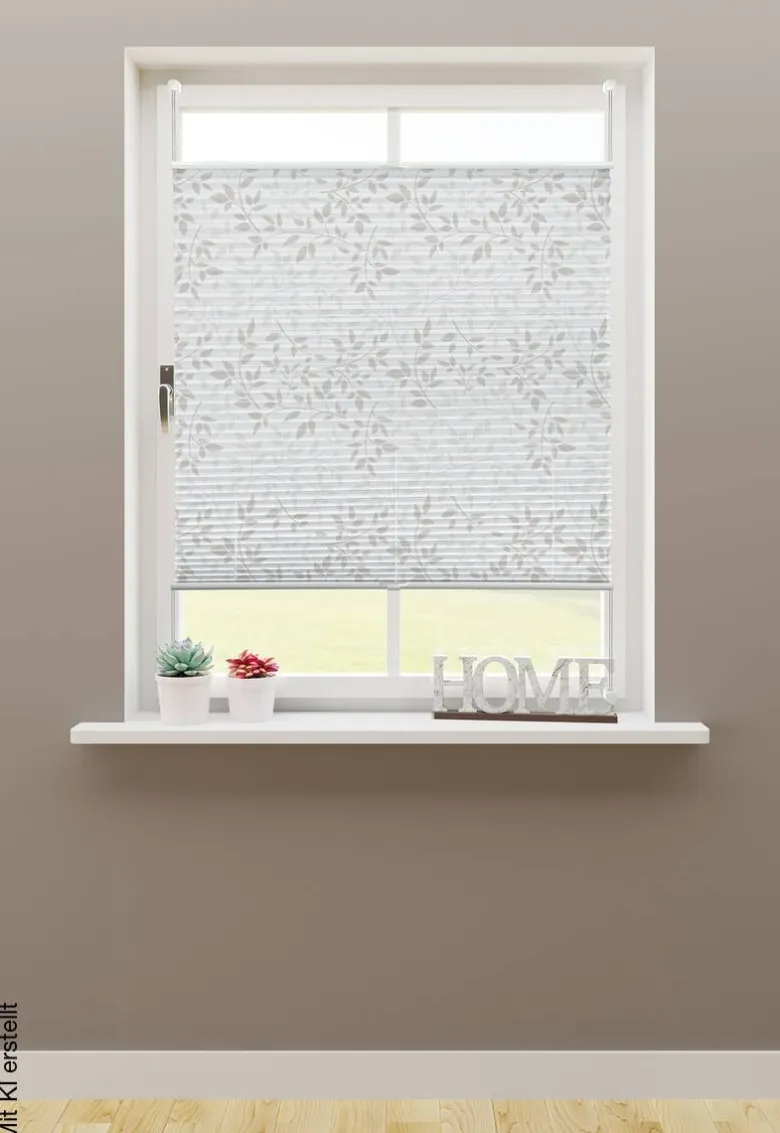 Spannplissee Blätter taupe B/L: ca. 40x130 cm