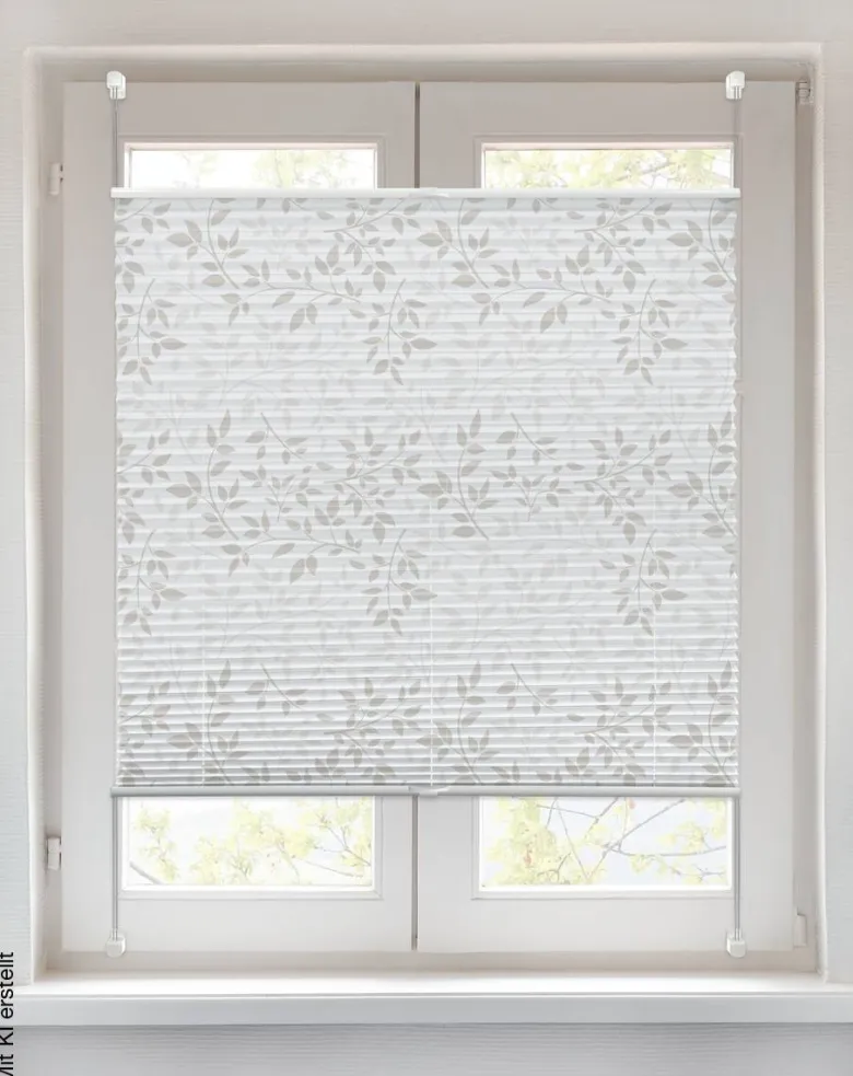 Spannplissee Blätter taupe B/L: ca. 40x130 cm