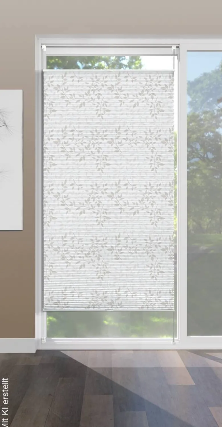 Spannplissee Blätter taupe B/L: ca. 60x220 cm