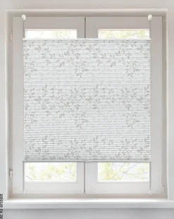 Spannplissee Blätter taupe B/L: ca. 90x130 cm