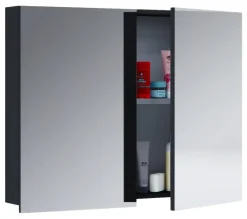 Spiegelschrank Badinos schwarz B/H/T: ca. 80x62x12 cm
