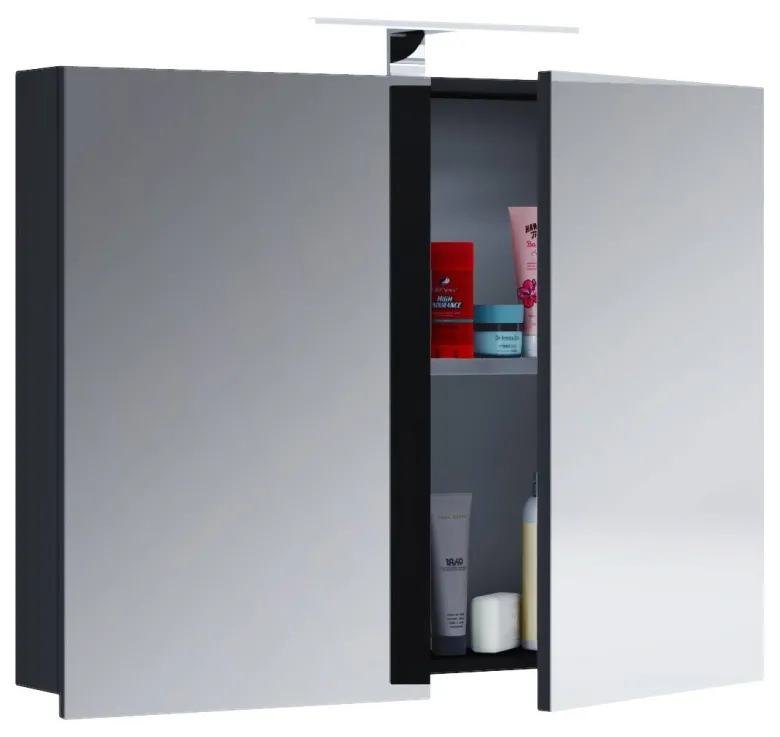 Spiegelschrank Badinos schwarz B/H/T: ca. 80x62x12 cm