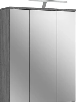 Spiegelschrank BLAKE Rauchsilber Nachbildung weiß Hochglanz B/H/T: ca. 60x77x21 cm