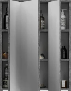 Spiegelschrank BLAKE Rauchsilber Nachbildung weiß Hochglanz B/H/T: ca. 60x77x21 cm