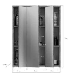 Spiegelschrank BLAKE Rauchsilber Nachbildung weiß Hochglanz B/H/T: ca. 60x77x21 cm