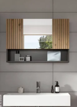 Spiegelschrank Mone Basalt Nachbildung Artisan Oak Nachbildung B/H/T: ca. 80x55x17 cm