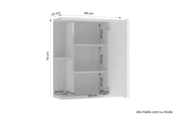 Spiegelschrank NEBRASKA Eiche Nachbildung B/H/T: ca. 60x70x25 cm