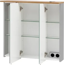 Spiegelschrank Padua grau Eiche Landhaus Nachbildung B/H/T: ca. 70,5x72,3x15,7 cm