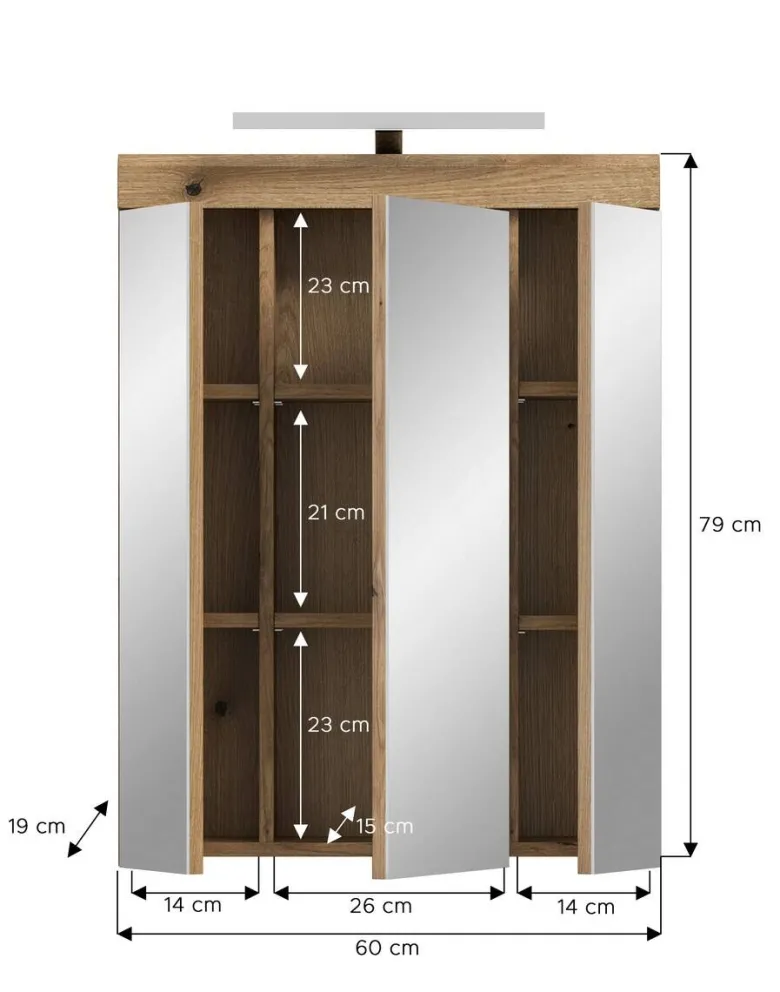 Spiegelschrank Scout Evoke Oak Nachbildung Spiegel B/H/T: ca. 60x79x18 cm
