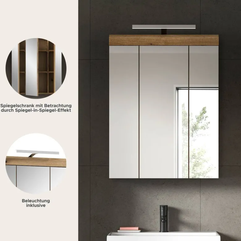 Spiegelschrank Scout Evoke Oak Nachbildung Spiegel B/H/T: ca. 60x79x18 cm