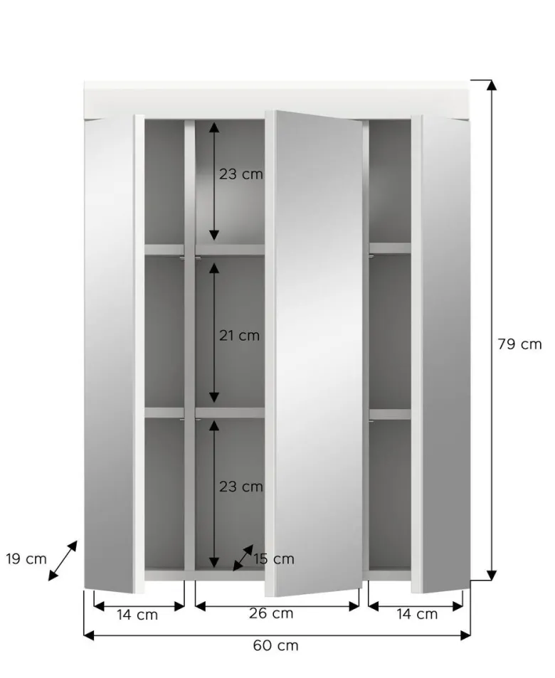Spiegelschrank Scout weiß weiß Hochglanz B/H/T: ca. 60x79x18 cm