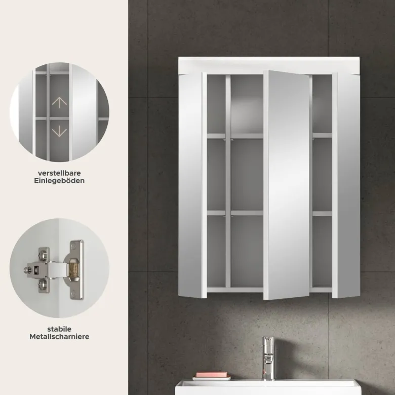 Spiegelschrank Scout weiß weiß Hochglanz B/H/T: ca. 60x79x18 cm