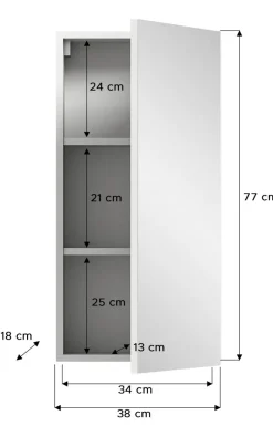 Spiegelschrank VIRA weiß B/H/T: ca. 38x77x18 cm