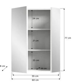 Spiegelschrank VIRA weiß B/H/T: ca. 60x77x18 cm